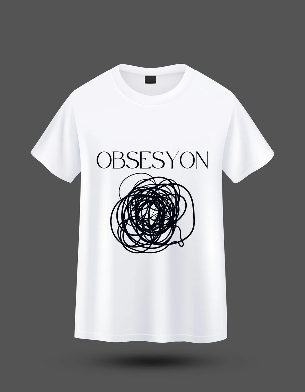 beyaz OBSESYON yazılı T-shirt