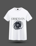 beyaz OBSESYON yazılı T-shirt